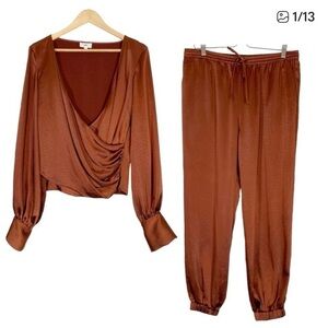LPA Satin 2 Piece Jogger Set Size Large